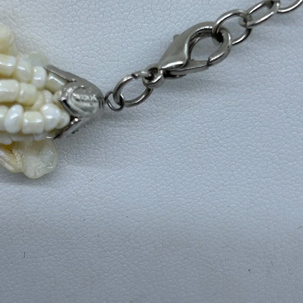 Vintage Multi-Strand Necklace Mother Of Pearl Chips Seed Bead Cruise WearTropics - Picture 8 of 14